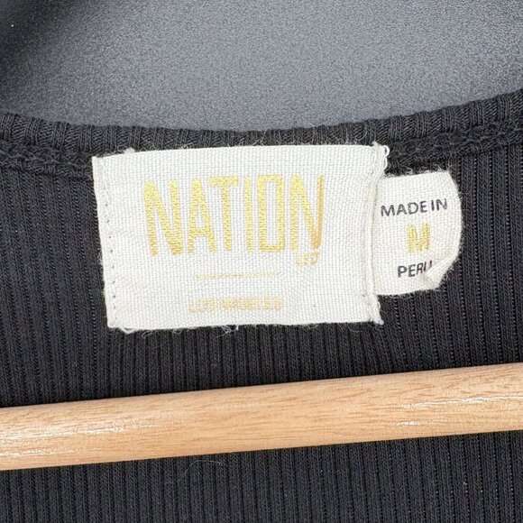 Nation LTD Revolve Women's Sadelle Midi Dress M Jet Black Organic Pima Cotton - Picture 3 of 7